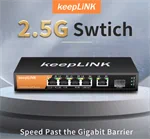 מתג  Multi-Gigabit Unmanaged עם 5 יציאות של KeepLink  KP-9000-6XH-X