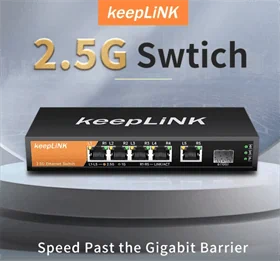 מתג  Multi-Gigabit Unmanaged עם 5 יציאות של KeepLink  KP-9000-6XH-X