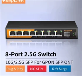 המתג הלא מנוהל של KeepLink עם 8 יציאות Multi-Gigabit, KP-9000-9XH-X